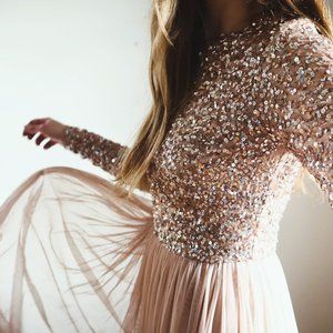Gorgeous pink ASOS Maya tulle sequin prom/wedding dress size 6